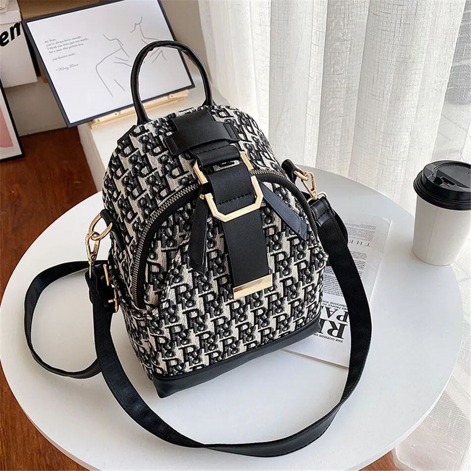3 In 1 Luxury Designer Women&#39;s Small Backpack Cloth PU Leather Backpacks for School Teenager Girls Famous Brand Female Back Bag