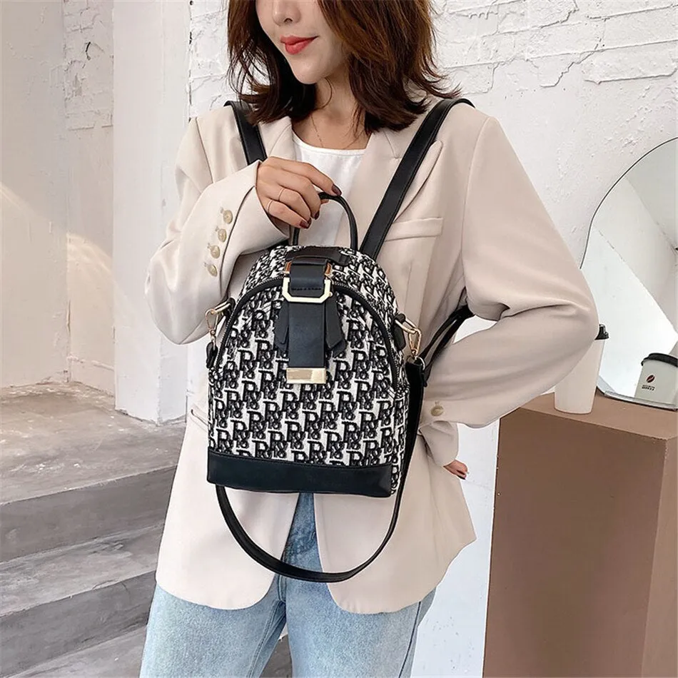 3 In 1 Luxury Designer Women&#39;s Small Backpack Cloth PU Leather Backpacks for School Teenager Girls Famous Brand Female Back Bag