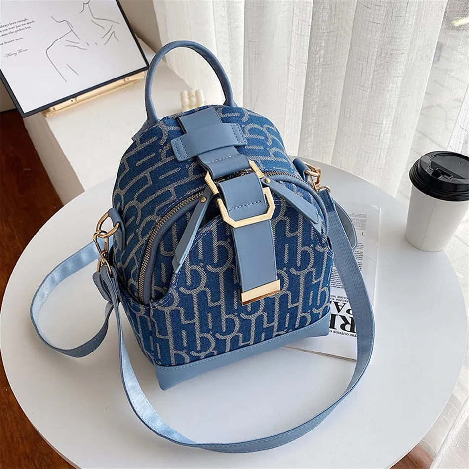 3 In 1 Luxury Designer Women&#39;s Small Backpack Cloth PU Leather Backpacks for School Teenager Girls Famous Brand Female Back Bag