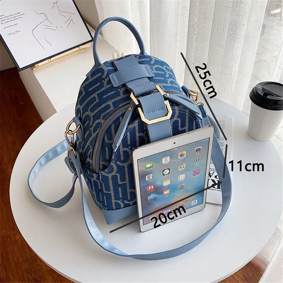 3 In 1 Luxury Designer Women&#39;s Small Backpack Cloth PU Leather Backpacks for School Teenager Girls Famous Brand Female Back Bag