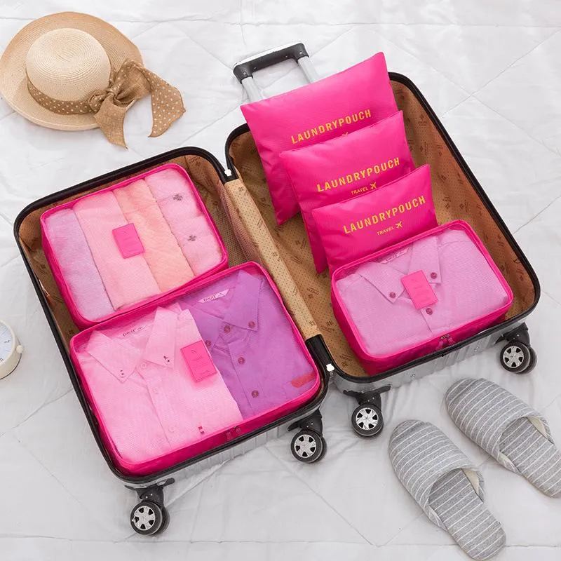 6-Piece Waterproof Travel Luggage Organiser Bag Set Packing Cubes