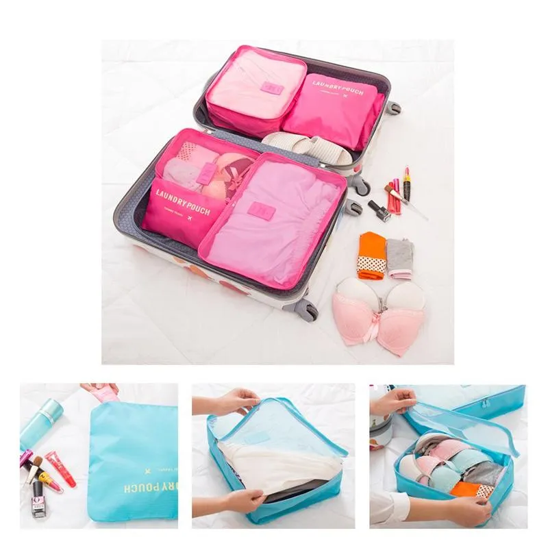 6-Piece Waterproof Travel Luggage Organiser Bag Set Packing Cubes