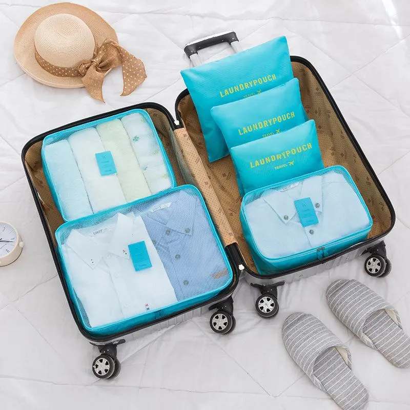 6-Piece Waterproof Travel Luggage Organiser Bag Set Packing Cubes