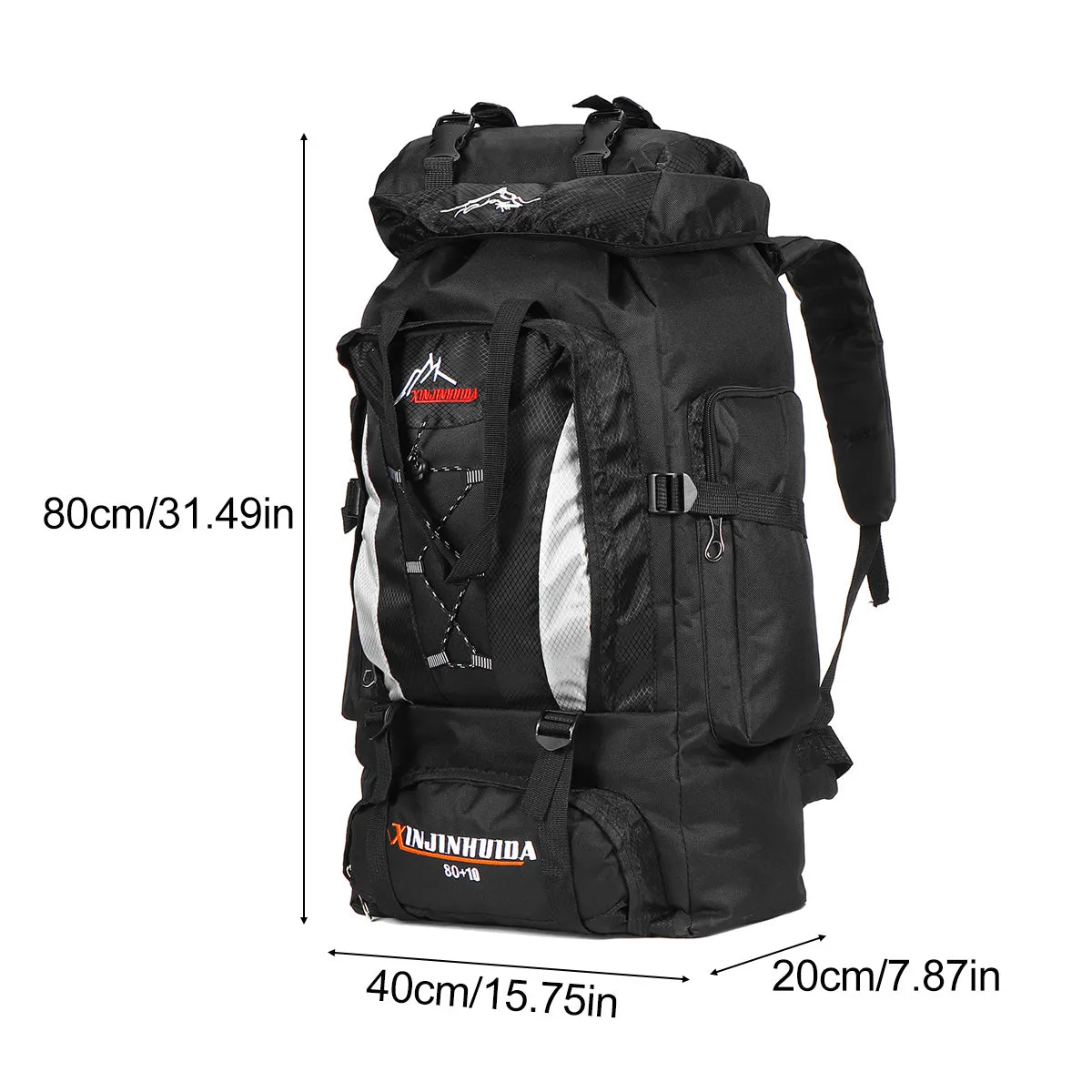 80L 10L Waterproof Nylon Travel-Backpack Hiking Backpack Blue