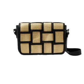 Accessorize London Women's Faux Leather Black Weave Sling Bag