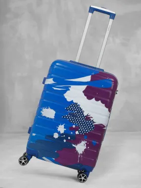 Blue Purple Abstract printed hard sided trolley bag