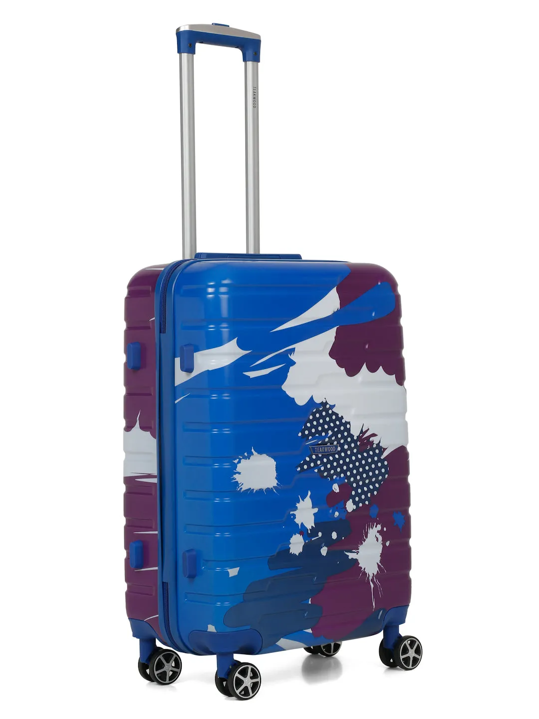 Blue Purple Abstract printed hard sided trolley bag