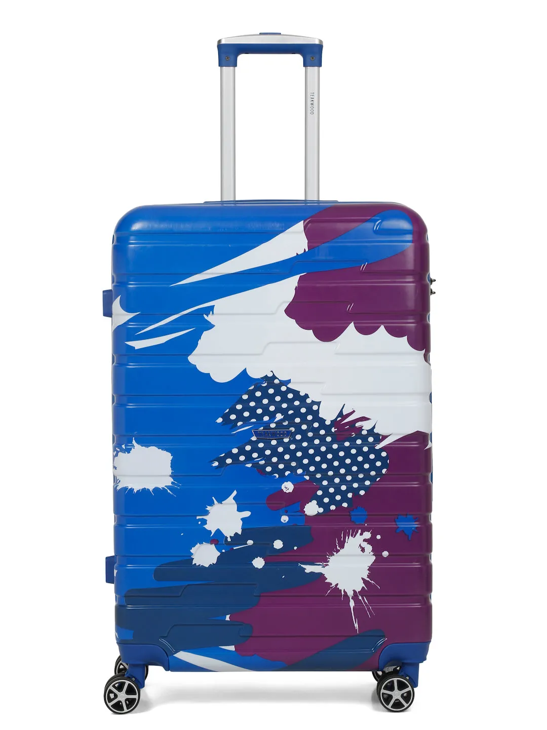 Blue Purple Abstract printed hard sided trolley bag