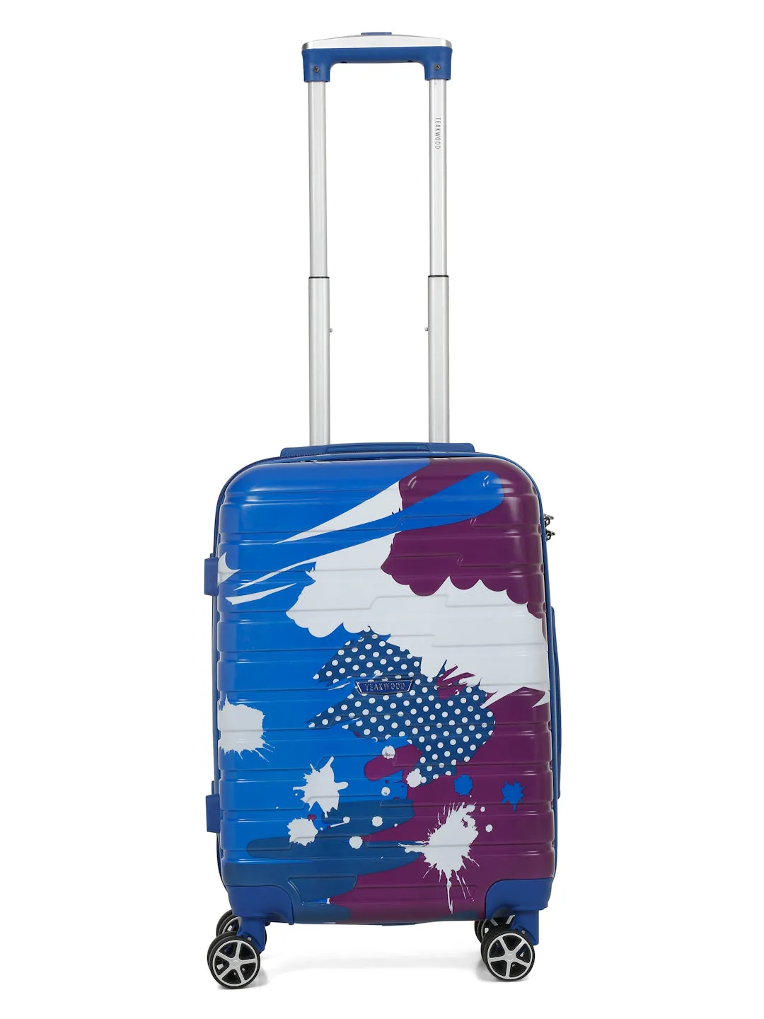 Blue Purple Abstract printed hard sided trolley bag