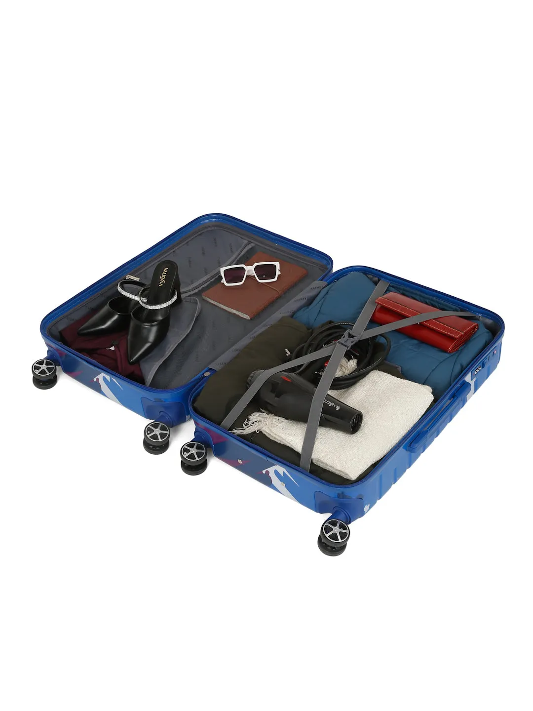 Blue Purple Abstract printed hard sided trolley bag