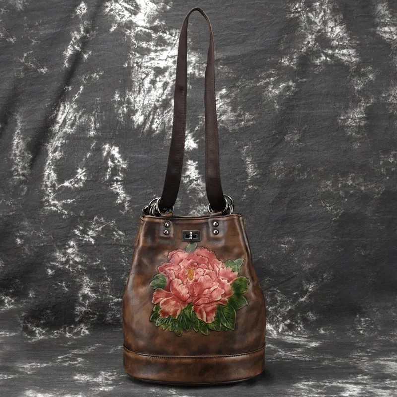 Boho Womens Genuine Leather Backpack Purse Small Shoulder Bag for Women