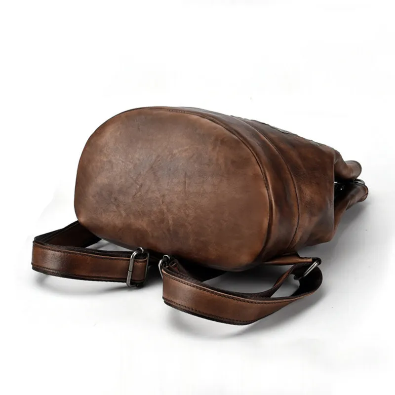 Boho Womens Genuine Leather Backpack Purse Small Shoulder Bag for Women