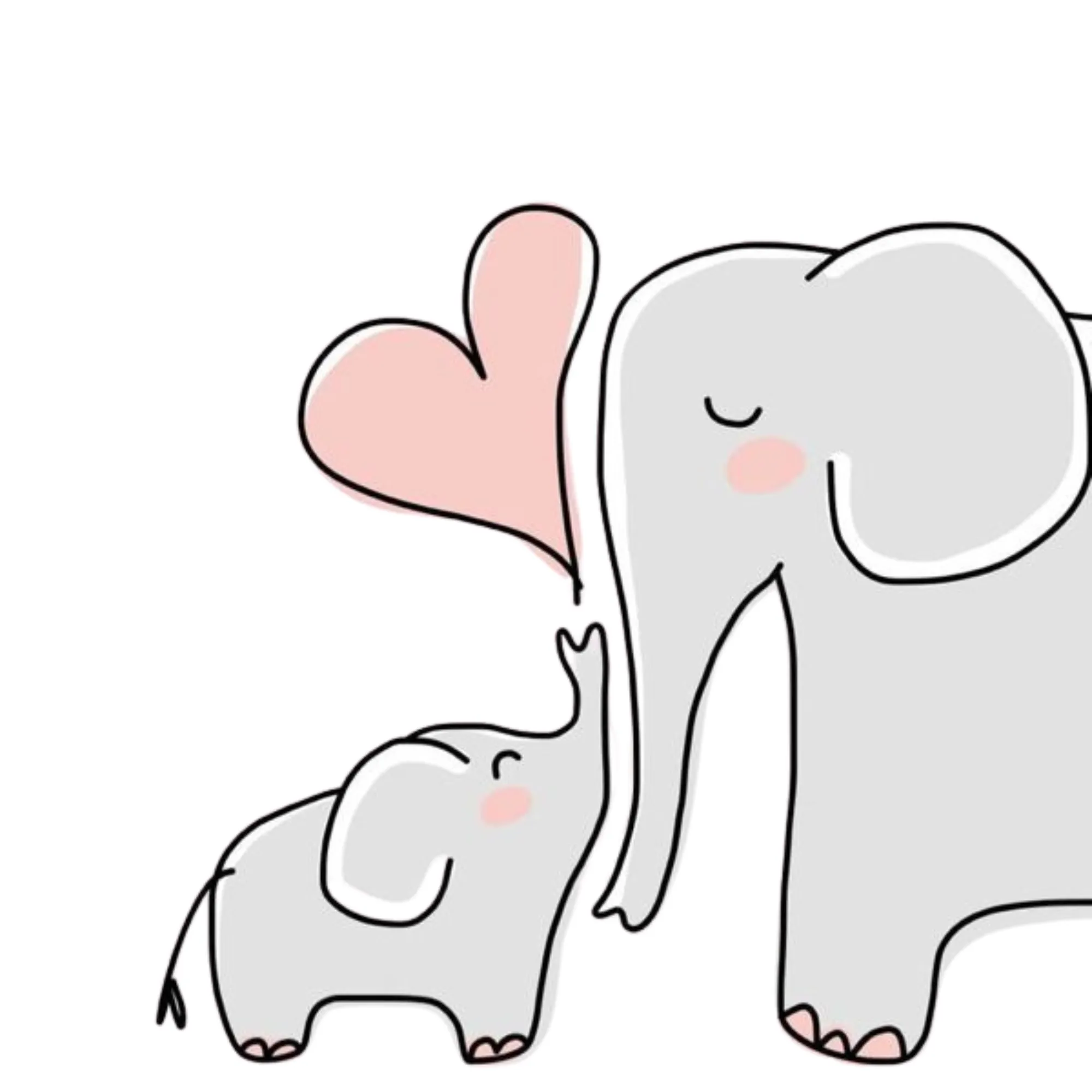 Canvas Tote Bag: Baby & Mom Elephant Print