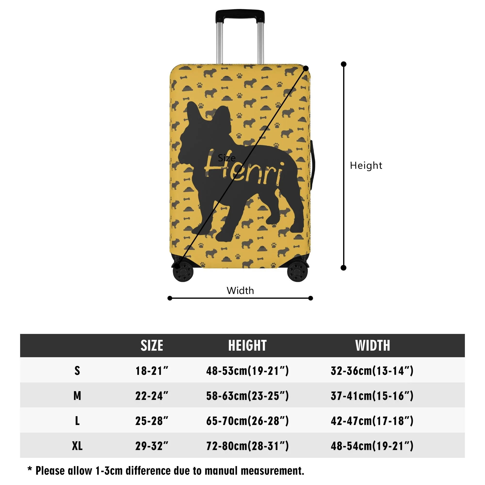 Custom Luggage Cover with Frenchie Name