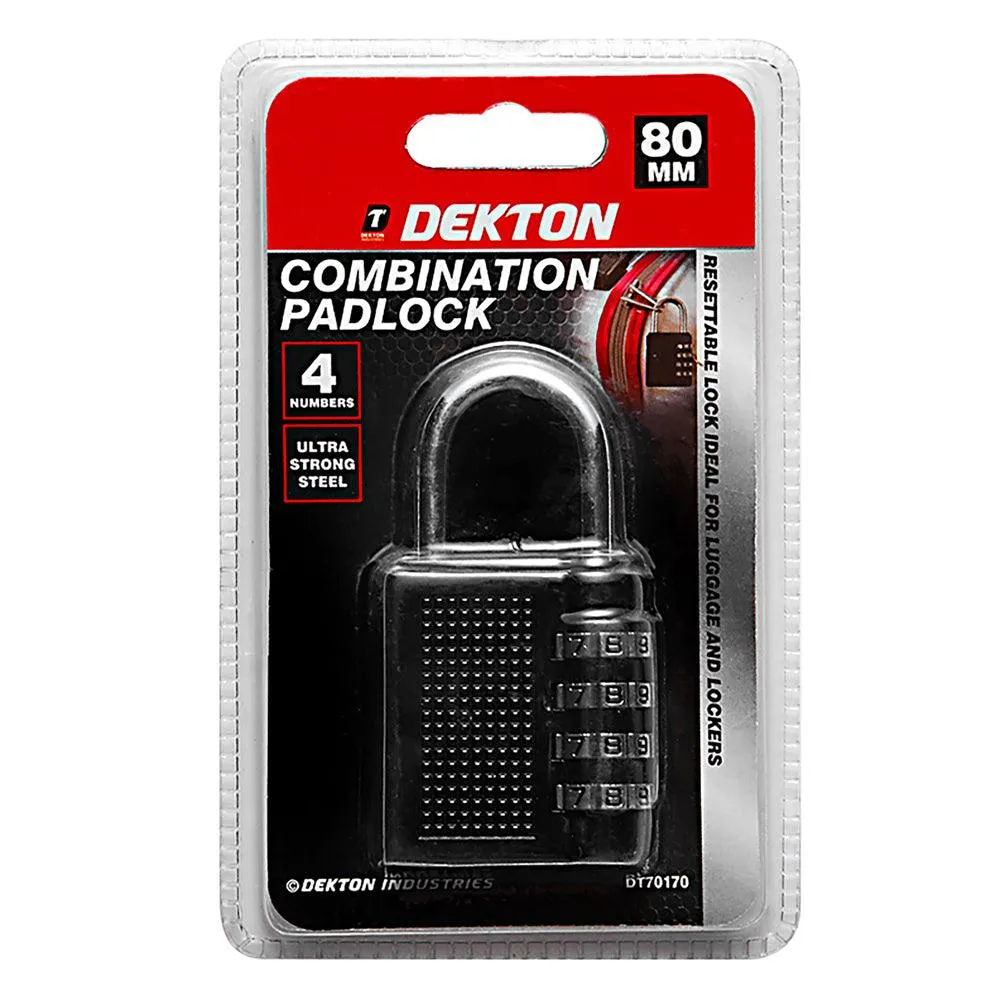 Dekton Combination Padlock | 4 Numbers | 80 mm