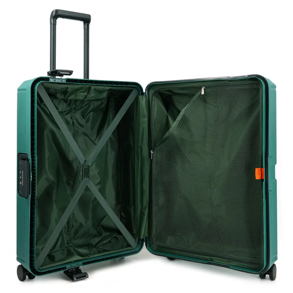 Delsey Paris Securitech® Stone DY4008 76cm LIGHTWEIGHT 4 Double Wheels Clip Trolley Case - Green