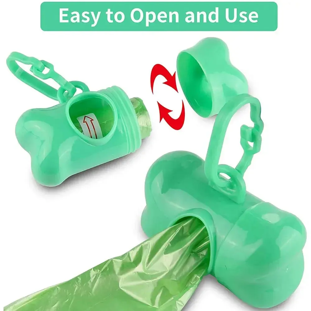 Disposable Pet Poop Bags Bone Dispenser with Leash Clip 75 Bags