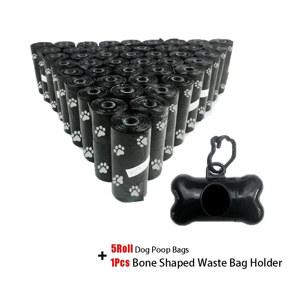 Disposable Pet Poop Bags Bone Dispenser with Leash Clip 75 Bags