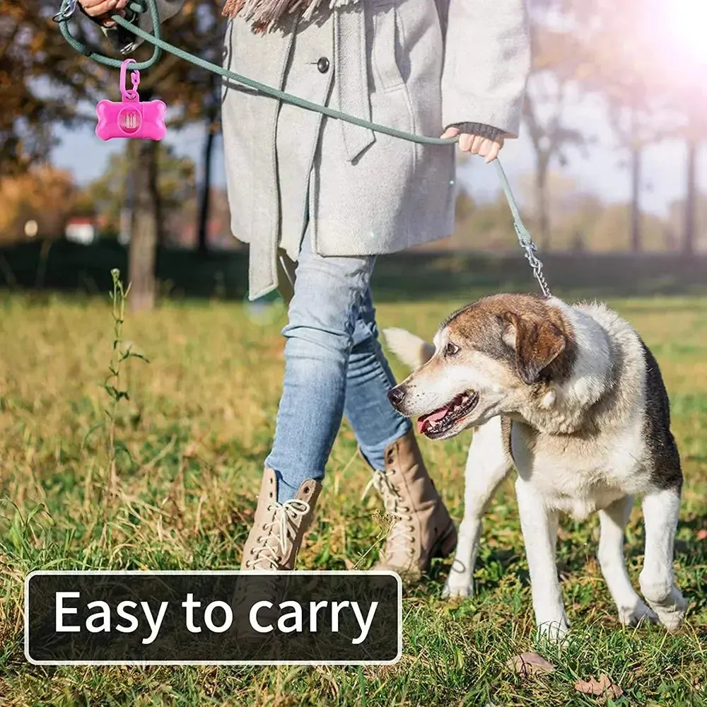 Disposable Pet Poop Bags Bone Dispenser with Leash Clip 75 Bags