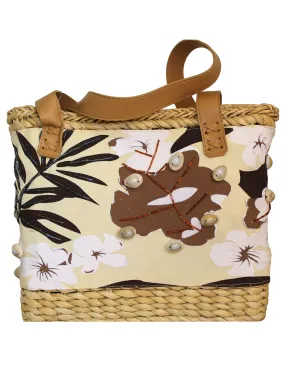 Fino CJK-05050 Straw /Canvas Bag with Front beading pattern