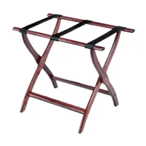 Forbes Industries 931-CY 19.5" Hardwood Luggage Rack, Cherry Finish, With Back Bar and Brown Poly Straps