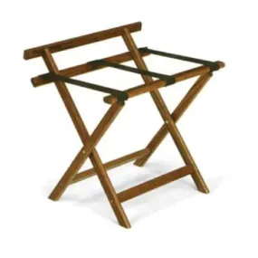 Forbes Industries 932-MO 24"Oak Luggage Rack, Dark Finish, With Back Bar and Brown Poly Straps