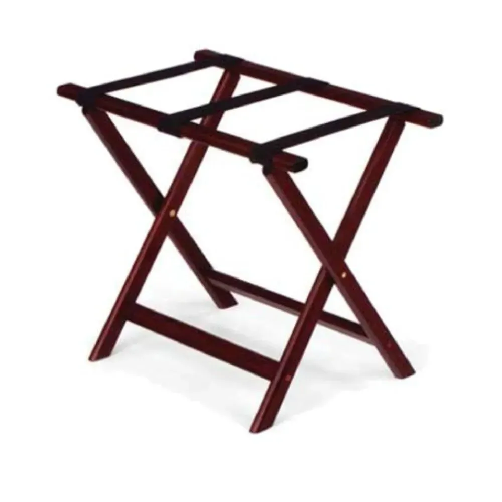 Forbes Industries 934-PN 24" Hardwood Luggage Rack, Pecan Finish, With Brown Poly Straps