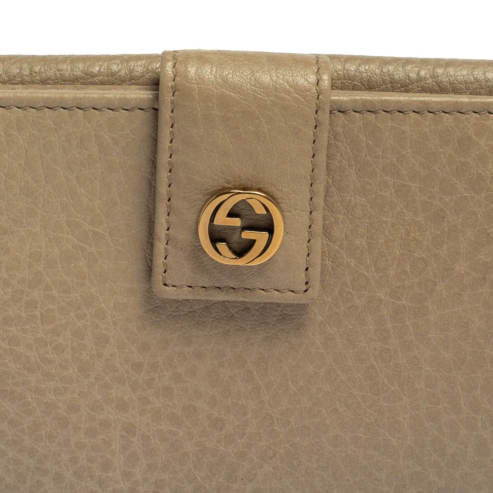 Gucci Beige Leather Interlocking G Continental Wallet..