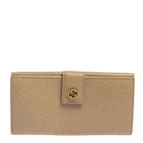 Gucci Beige Leather Interlocking G Continental Wallet..