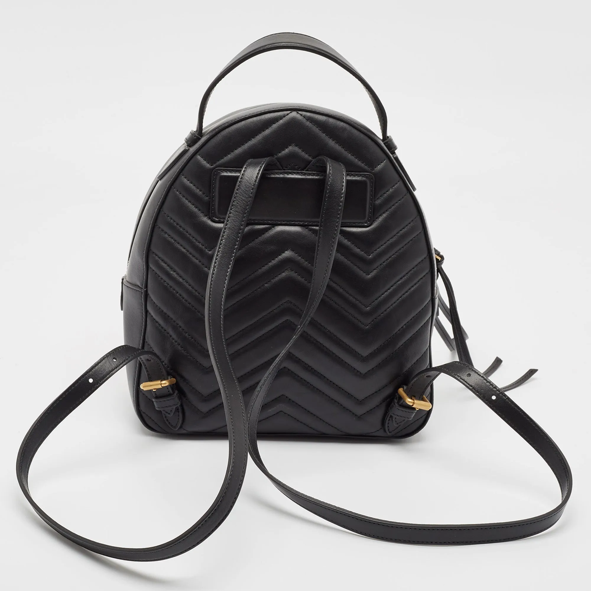 Gucci Black Matelass&eacute; Leather Animal Stud Gg Marmont Dome Backpack
