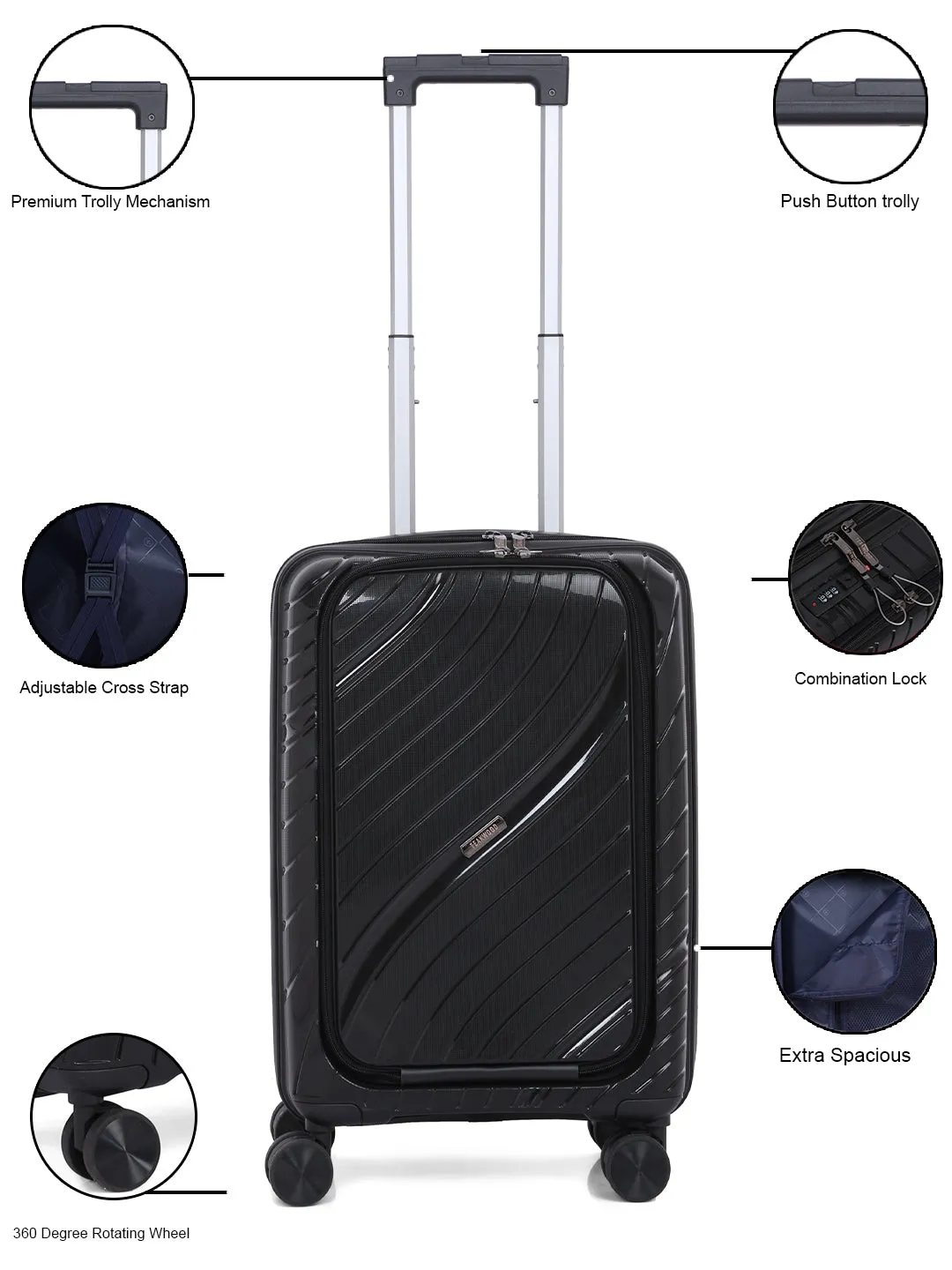Hard-Sided Cabin-Sized Trolley Bag 38L