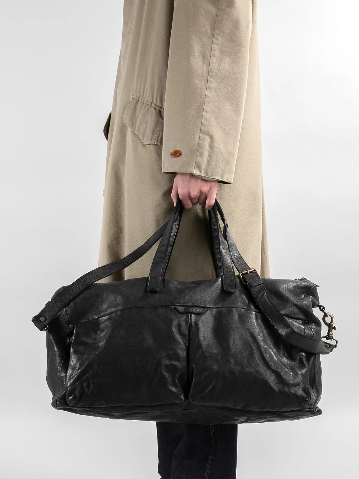 HELMET 043 - Black Leather Weekend Bag