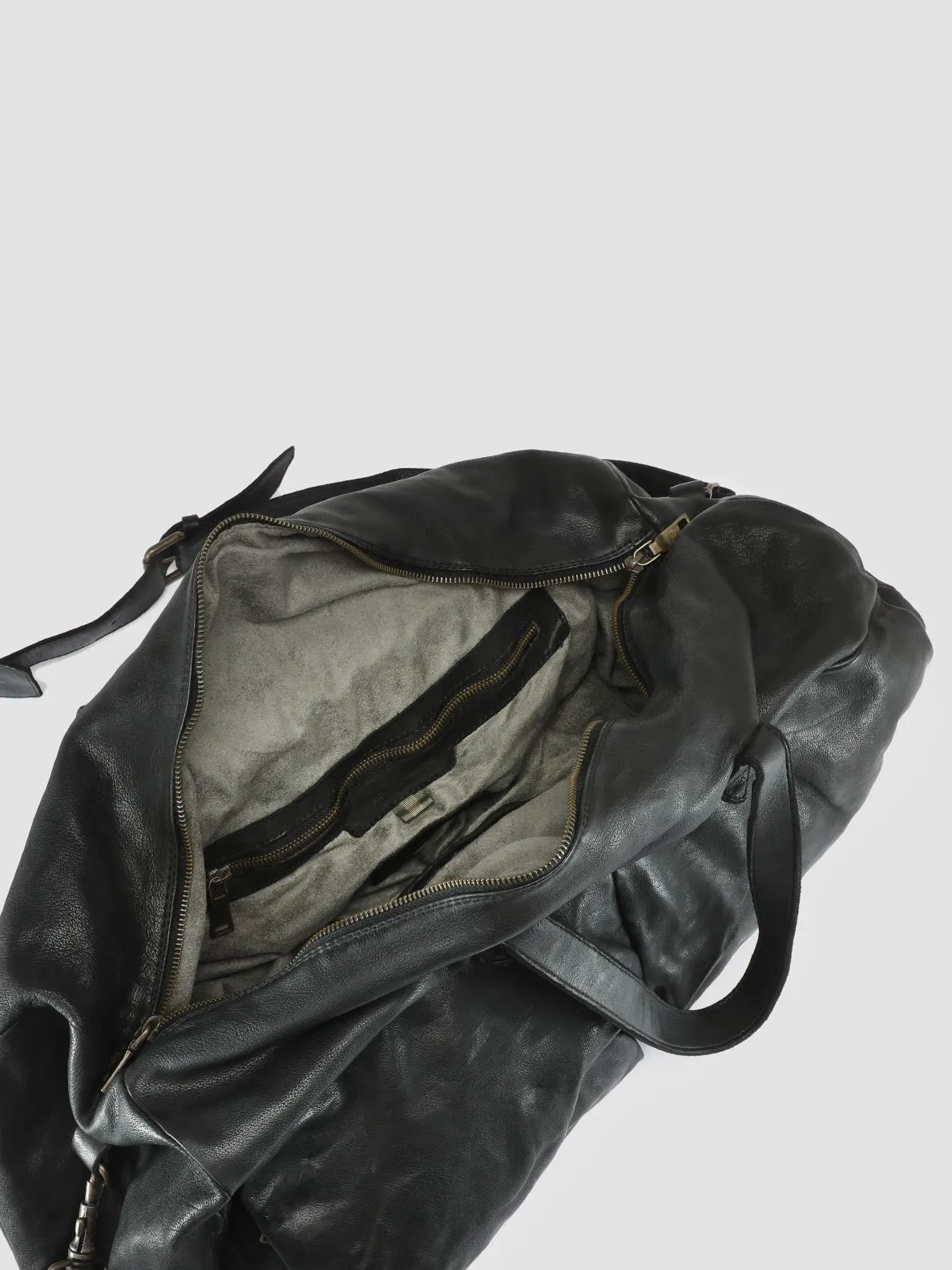HELMET 043 - Black Leather Weekend Bag