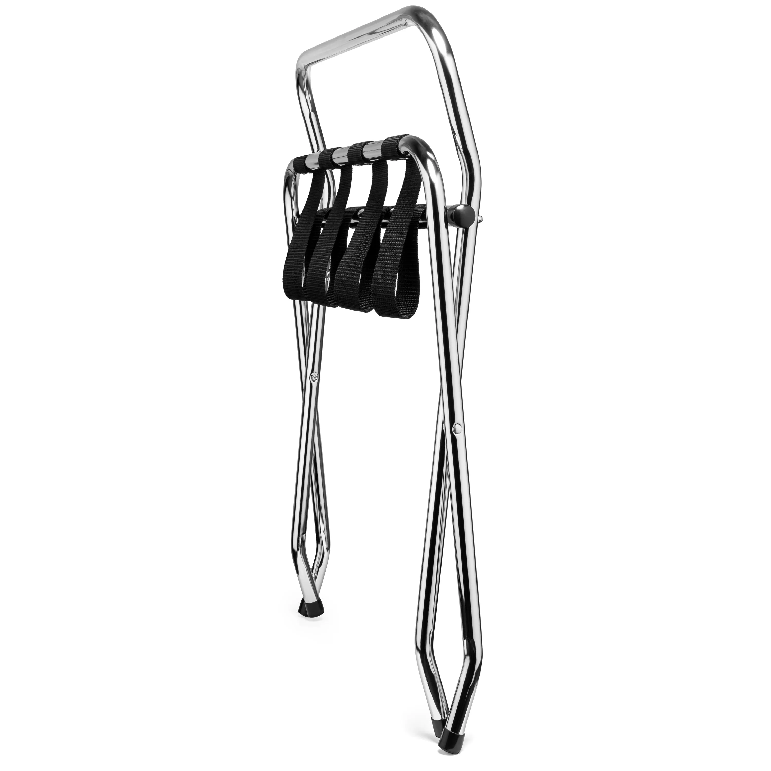 High Back Chrome Luggage Rack KD - Compact & Portable
