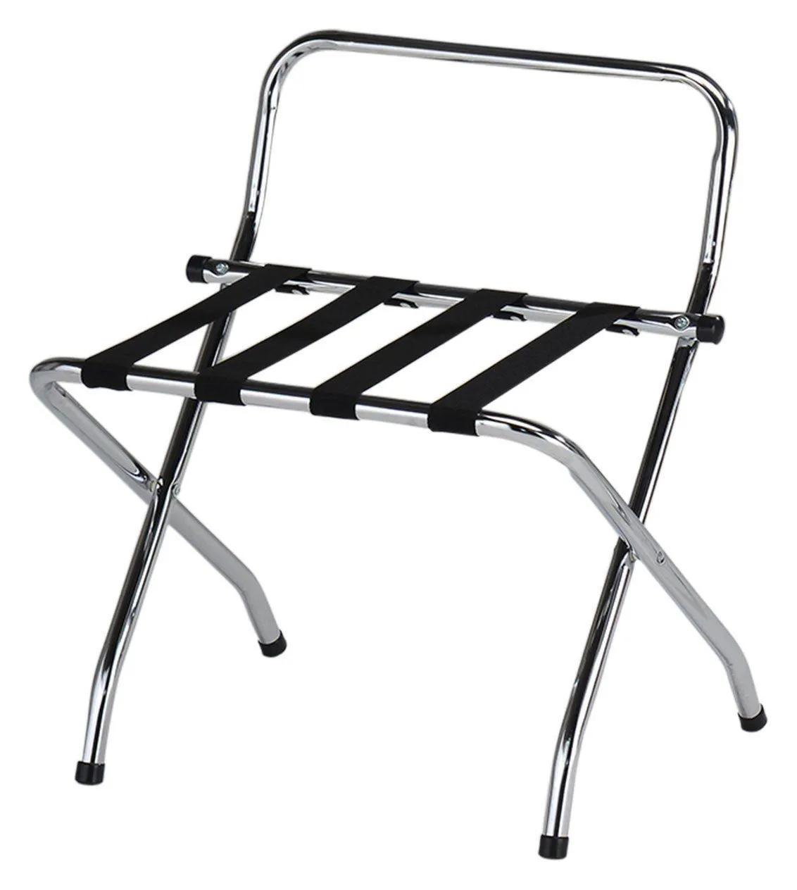 High Back Chrome Luggage Rack KD - Compact & Portable