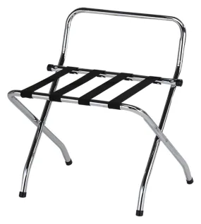 High Back Chrome Luggage Rack KD - Compact & Portable