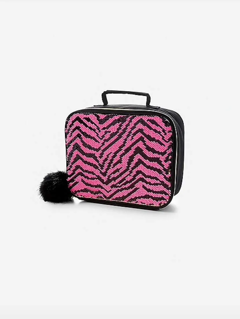 Justice School Lunch Tote Flip Sequin Gold Tiger