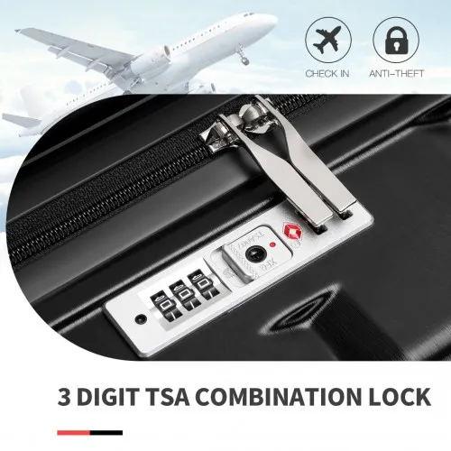 Kono 28 Inch Lightweight Hard Shell ABS Suitcase With TSA Lock - Black - Durable, Secure & Stylish Travel Companion