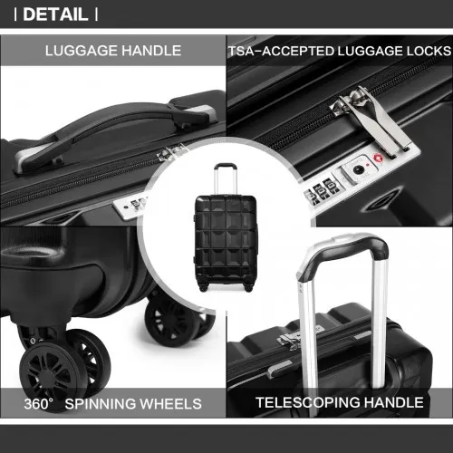 Kono 28 Inch Lightweight Hard Shell ABS Suitcase With TSA Lock - Black - Durable, Secure & Stylish Travel Companion