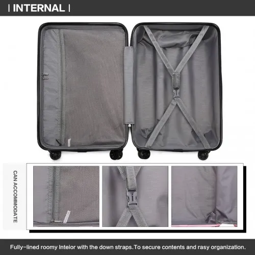 Kono 28 Inch Lightweight Hard Shell ABS Suitcase With TSA Lock - Black - Durable, Secure & Stylish Travel Companion