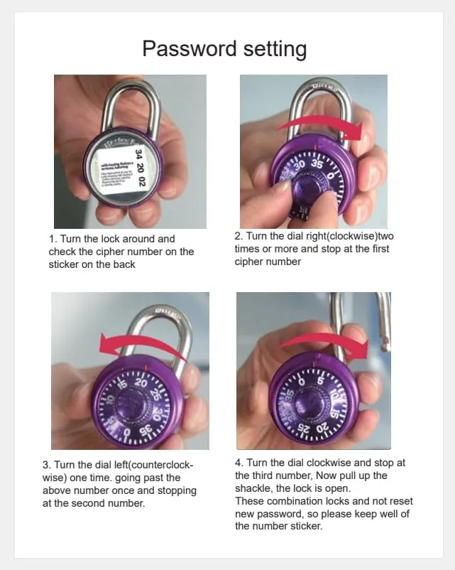 Kuber Industries Combination Padlock|Keyless Luggage Lock-Pack of 6 (Black)