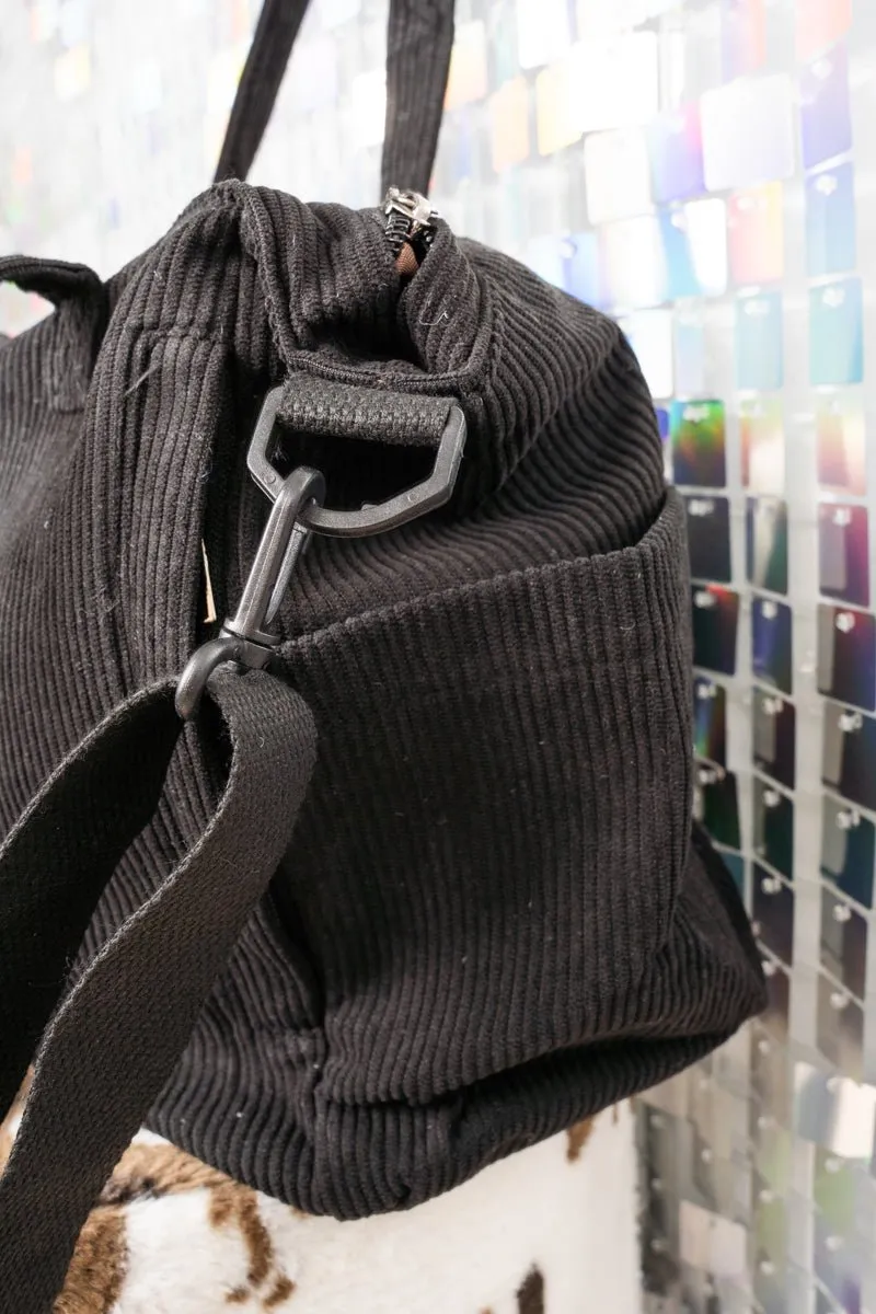 L.I.B. New York In The Moment Black Corduroy Pocket Tote