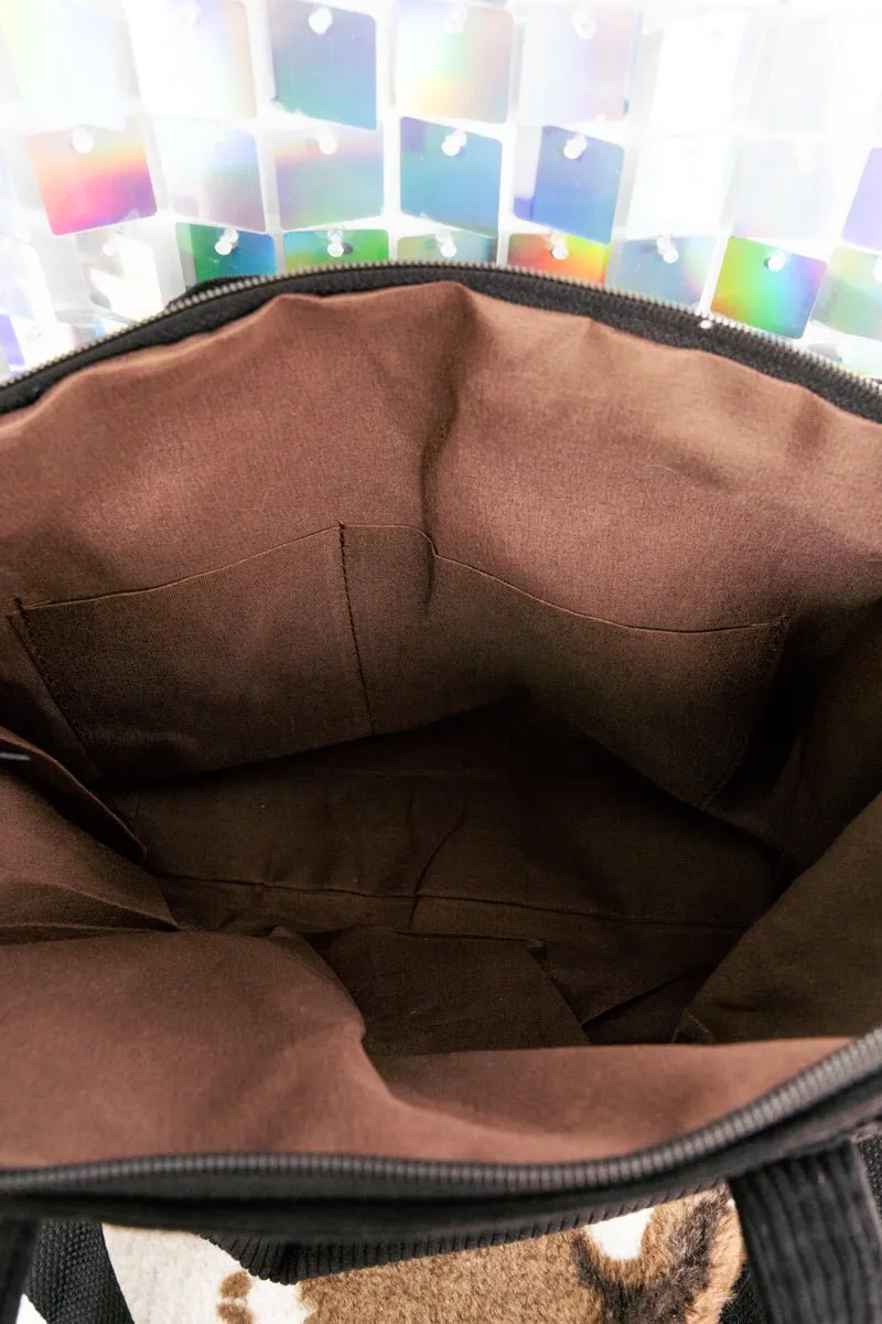 L.I.B. New York In The Moment Black Corduroy Pocket Tote