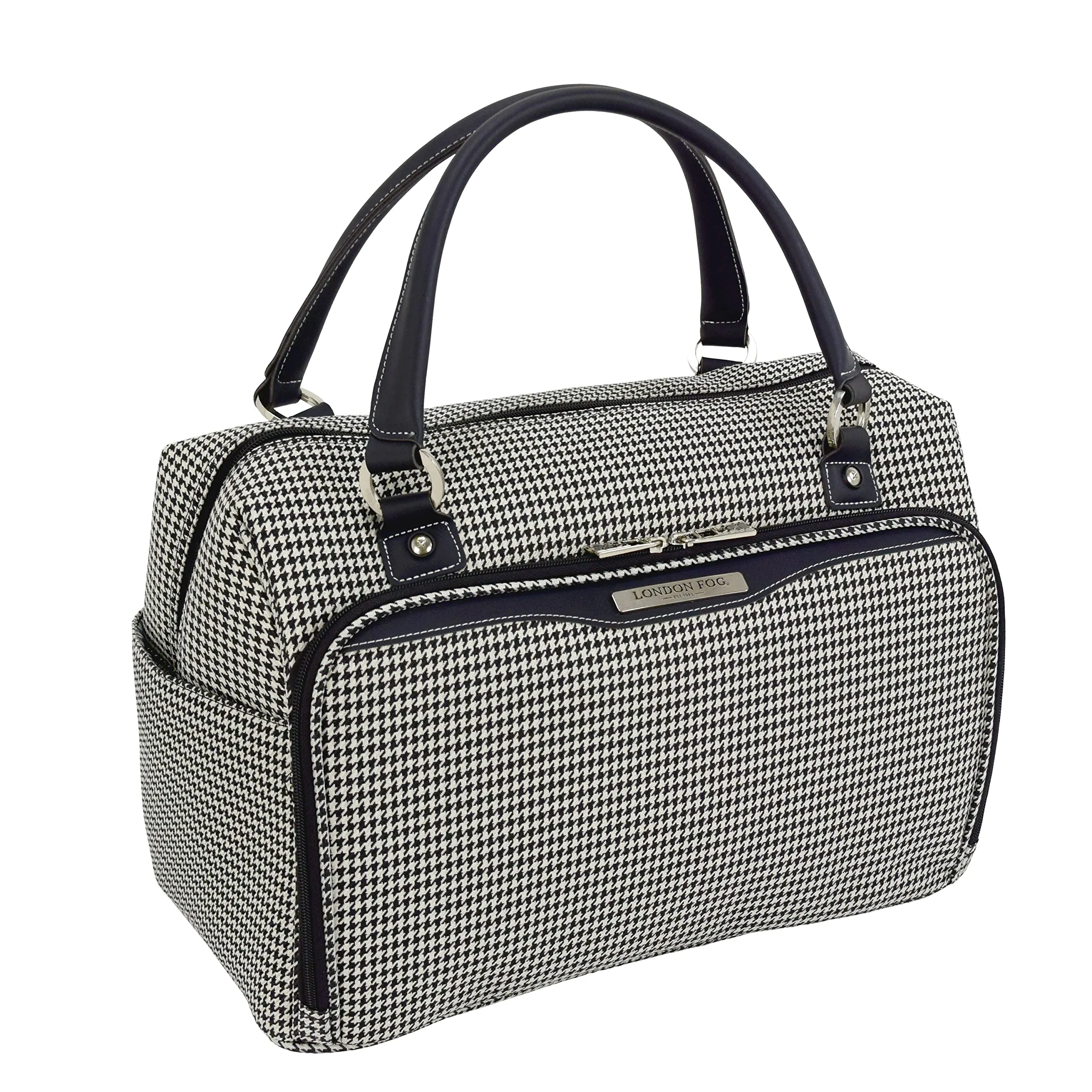 London Fog Oxford III 2 Piece Set (Cabin Bag and 25" Spinner), Black White