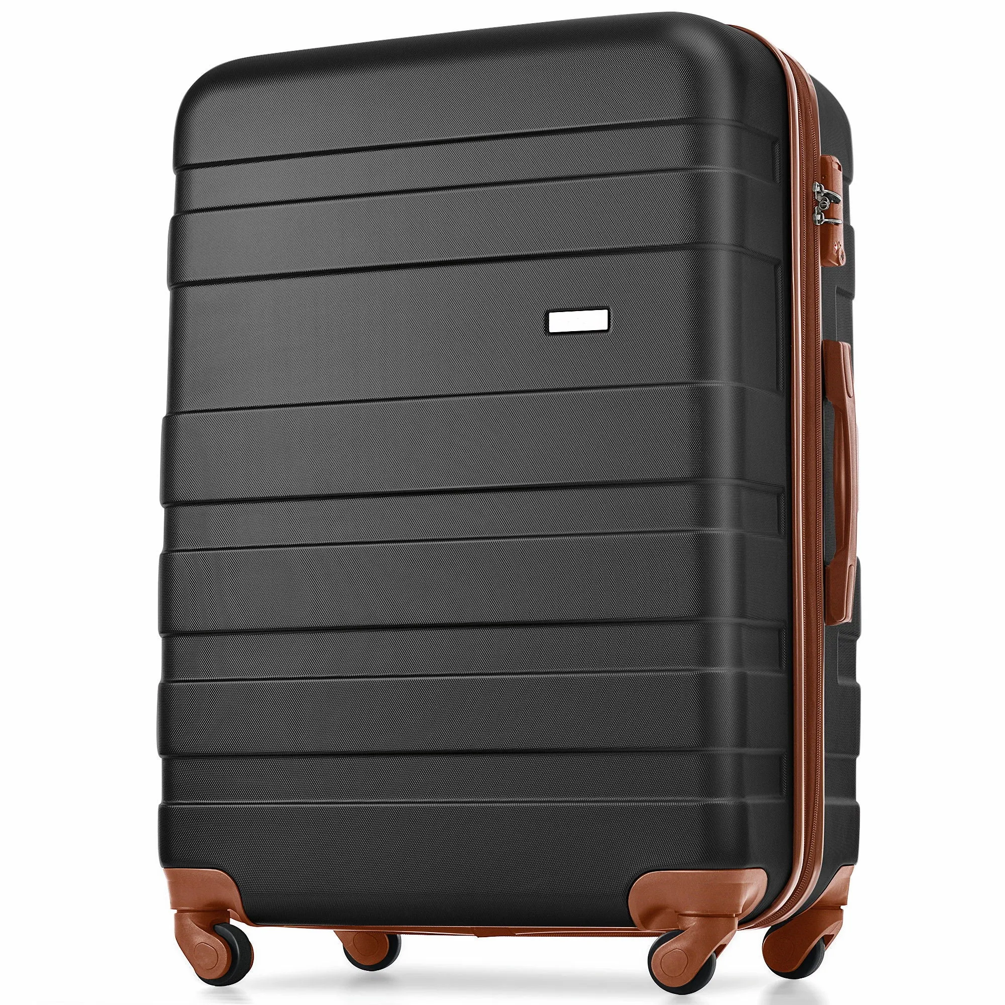 Luggage Sets 3 Piece, Expandable Abs Durable Suitcase With Hanging Toiletry Bag, Carry On Luggage Suitcase Set With 360° Spinner Wheels, Black And Brown