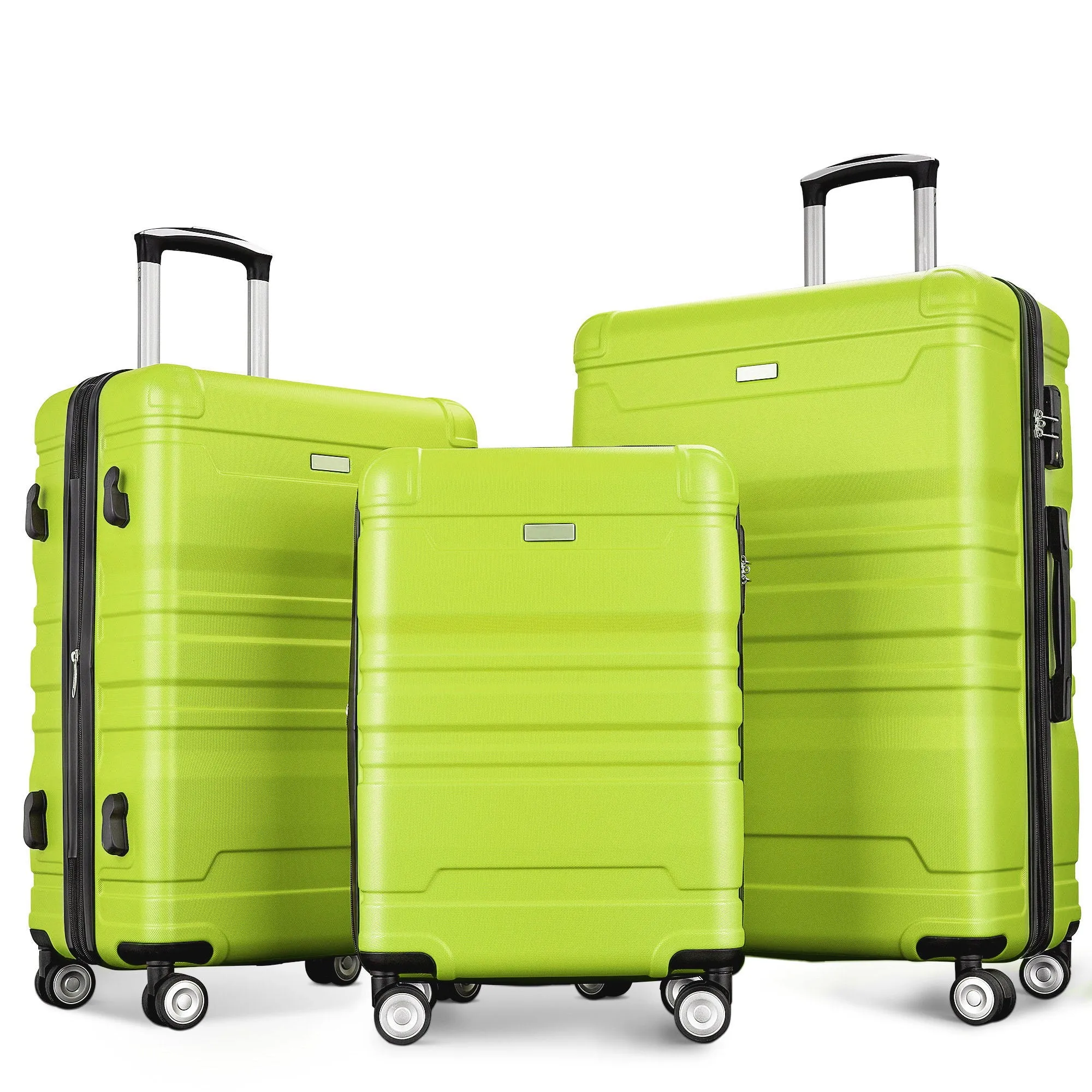 Luggage Sets New Model Expandable Abs Hardshell 3 Pieces Clearance Luggage Hardside Lightweight Durable Suitcase Sets Spinner Wheels Suitcase With Tsa Lock 20''24''28'' (Lime)