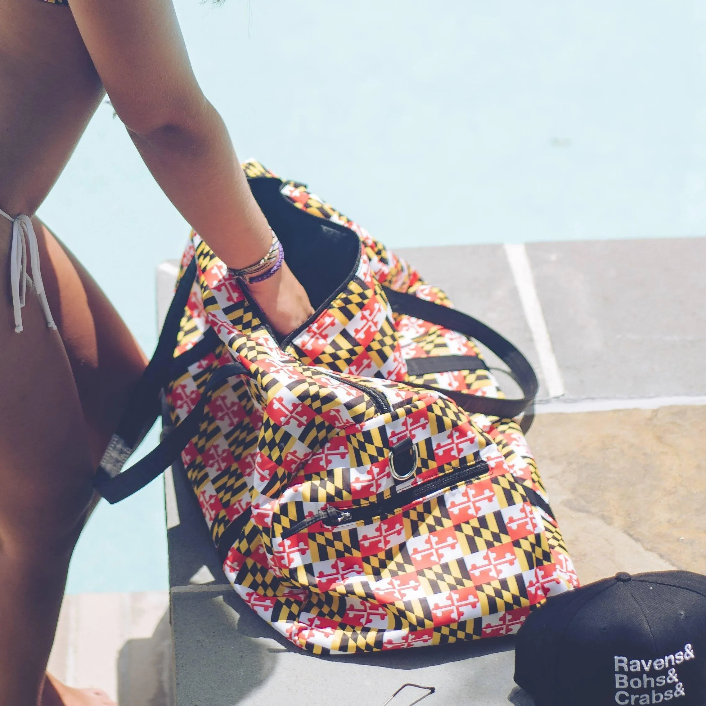 Maryland Full Flag Pattern with Black Straps / Duffel Bag