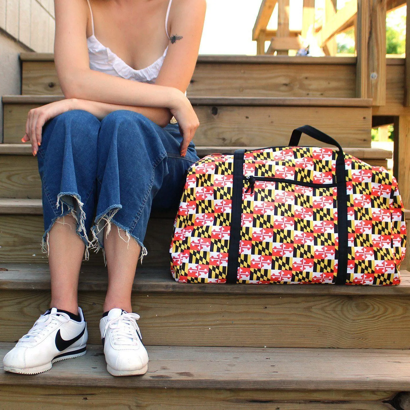 Maryland Full Flag Pattern with Black Straps / Duffel Bag