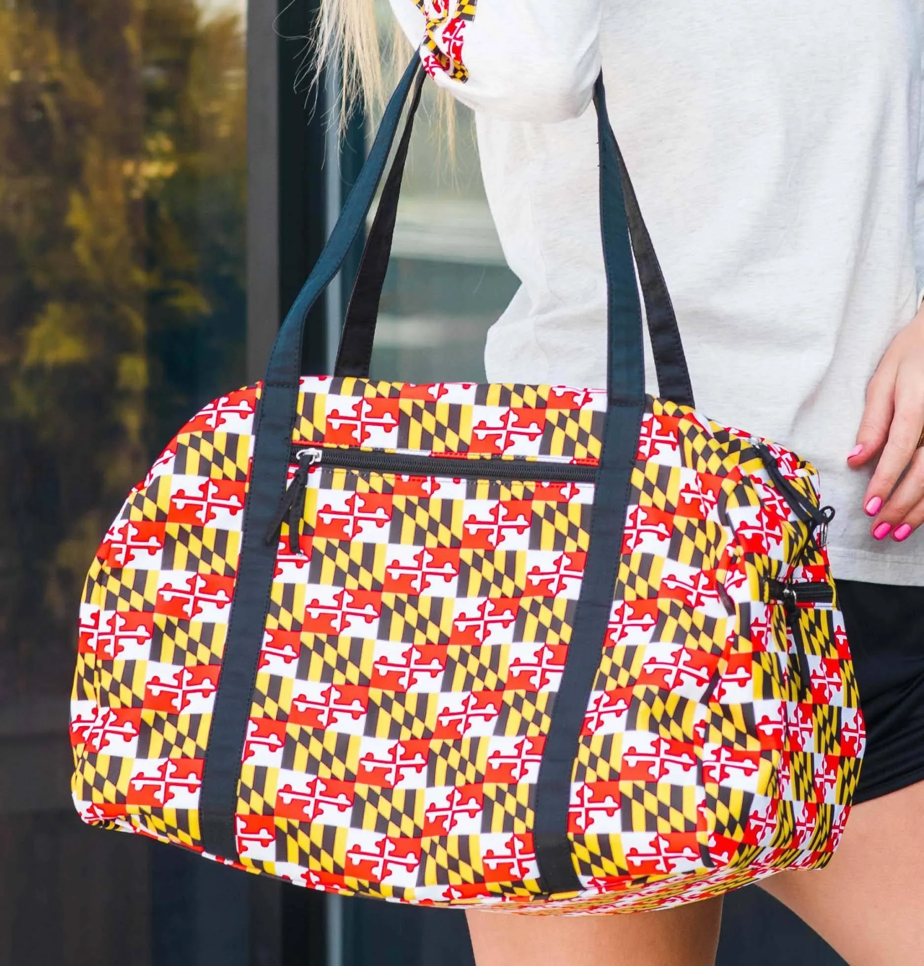 Maryland Full Flag Pattern with Black Straps / Duffel Bag