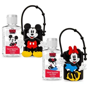 Mickey and Minnie Mouse Kids Hand Sanitizer Holder Sets with 1 oz Refillable Hand Sanitizer Bottles 2 Pack or 1 Pack